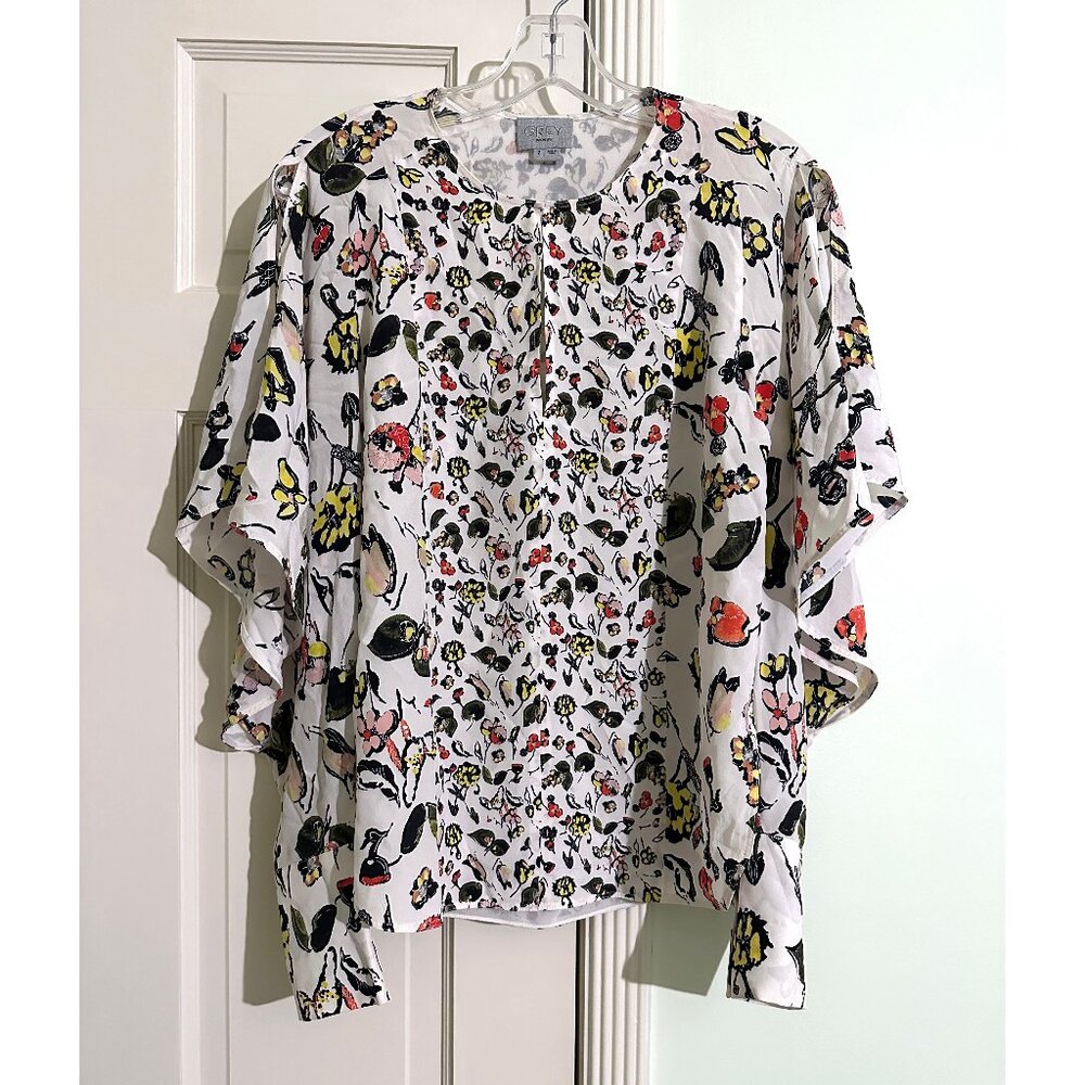 Grey By Jason Wu Flutter Open Sleeve Silk Shirt B… - image 3